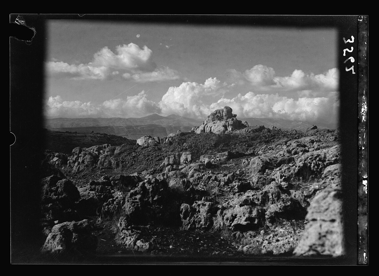 Historic photograph of Mount Hermon and the surrounding landscape